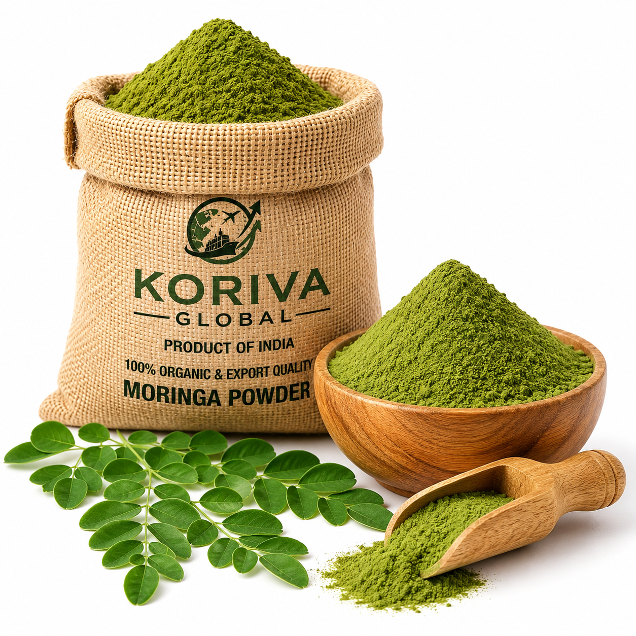Green moringa powder superfood